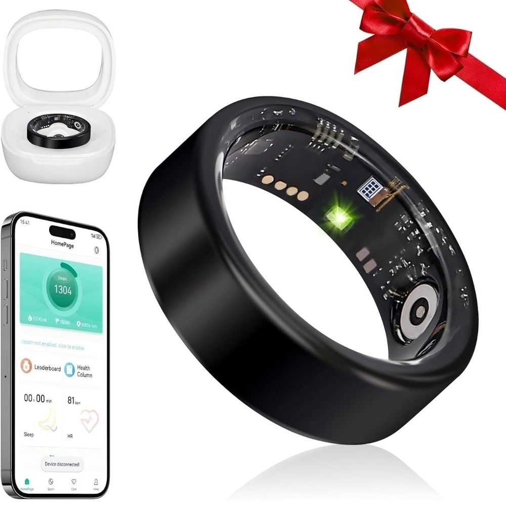 Unisex Black Smart Ring Size 11 . Monitors Health, Fitness , Sleep , And More! - Picture 2 of 7